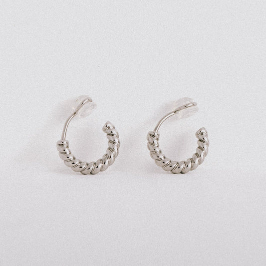 Mae Clip On Hoops - White Gold